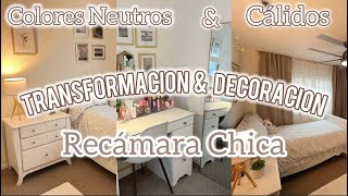 TRANSFORMACIÓN DE RECAMARA CHICA✨ COLORES NEUTROS🤍hayryfamilyvlogs viral [upl. by Nasah]