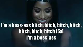 Nicki Minaj Boss Assbitch Lyrics Video [upl. by Ahsilrak404]