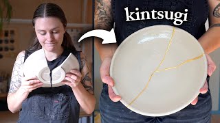 How I fixed broken pottery with gold ✨ [upl. by Bilski462]