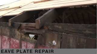 Eave plate repair for a timber frame barn unseen damage [upl. by Anahsed]