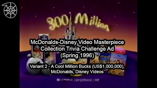 McDonalds Disney Video Masterpiece Collection Trivia Challenge Ad Variant 2  1996 [upl. by Aiksas]