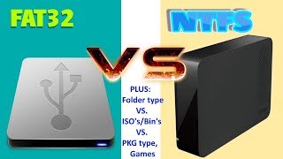 PS3 Detailed Explanation NTFS vs Fat32 whats best  Backed up games Folder type vs ISO vs PKG [upl. by Yrreb]