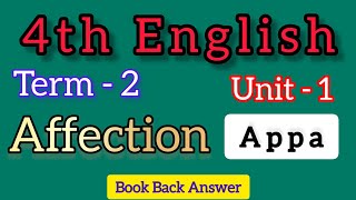 4th Std English Term 2 Unit 1 Book back answer  Affection  Appa  samacheer kalvi [upl. by Edieh]