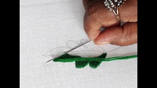 Hand embroidery Satin leaf stitch  Leaf design tutorial [upl. by Ydissahc]