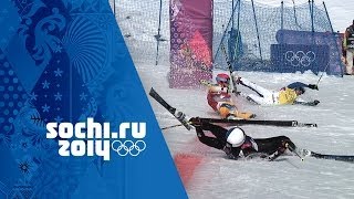 Crazy Photo Finish In Mens Ski Cross QuarterFinal  Sochi 2014 Winter Olympics [upl. by Analart34]