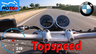 BMW R nineT 100 Years 2023  TOPSPEED on AUTOBAHN  GPS 220 kmh [upl. by Idnar378]