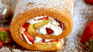 Strawberry Shortcake Roulade Recipe [upl. by Jezreel]