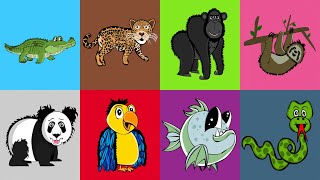 Jungle Animals Names And Sounds For Kids  CzyWieszJak [upl. by Eittocs]