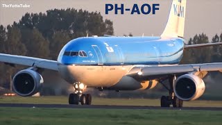 KLM  Airbus A330200  Sunset takeoff at AMS PHAOF [upl. by Neelrahc948]