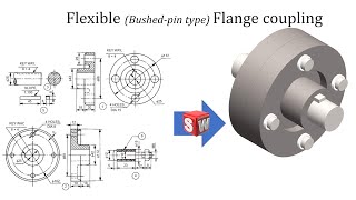 Flexible Flange Coupling using SOLIDWORKS  Parts and Assembly  SOLIDWORKS tutorials for beginners [upl. by Siriso]