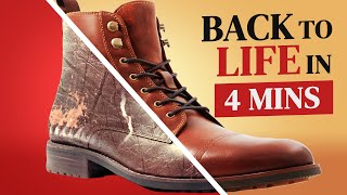 Ultimate Guide To Restoring Leather Boots  Back To Life In 4 Mins [upl. by Terrena]