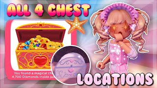 ALL 4 CHEST LOCATIONS IN DIAMOND BEACH  Royale High Summer Update 2021 [upl. by Ellynn]