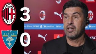 MILANLECCE 30 FONSECA NEL POST PARTITA DOPO IL DERBY IMPORTANTE VINCERE POSSIAMO MIGLIORARE [upl. by Anyel]