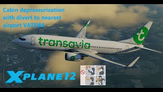 X Plane 12 Loss of cabin pressurisation on VATSIM with divert to Norwich EGSH ZIBO MOD [upl. by Inva682]