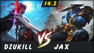 Dzukill  Yone vs Jax TOP Patch 142  Yone Gameplay [upl. by Idalla153]