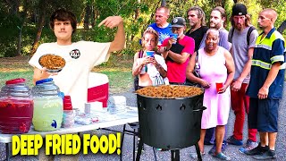 Deep Frying Delicious Carnival Foods To Feed The Homeless [upl. by Anicart570]