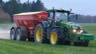 John Deere 8370R Spreading Lime w Bredal K165 Spreader  Danish Agriculture 2017  MBA Agro [upl. by Yarahs]