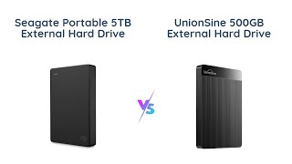 Seagate 5TB vs UnionSine 500GB  External Hard Drive Comparison [upl. by Vaasta]