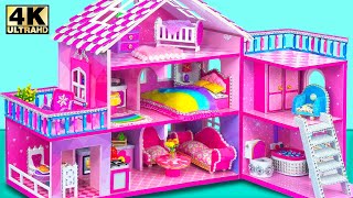 Make 3Storey Pink Mansion with 10 Perfect Rooms from Cardboard ❤️ DIY Miniature Cardboard House [upl. by Kiel716]