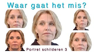 Veel gemaakte fouten bij gezicht  portret schilderen Waar gaat het mis bij een portret schilderij [upl. by Yrtnej]