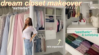 EXTREME CLOSET MAKEOVER  TRANSFORMATION my dream wardrobe amp aesthetic organizing  closet tour ♡ [upl. by Suravat]