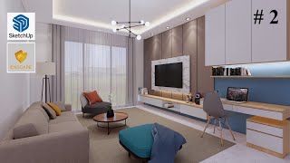 Sketchup interior design 39 How to make a living room  Enscape for render  part 2 [upl. by Niamert]