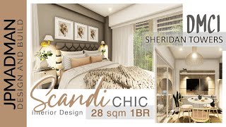 DMCI  28sqm 1BR Sheridan Towers  Scandinavian Chic  Tiny Condo Makeover  Interior Design [upl. by Winton340]