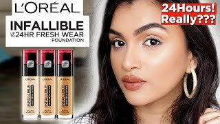 Loreal Infallible FRESH WEAR Foundation  FULL DAY Wear Test  BeautiCo [upl. by Ciaphus11]