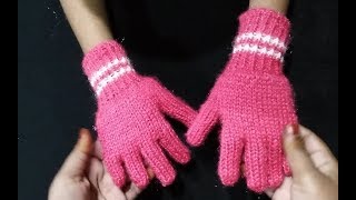 Easy Finger Gloves in Hindi Dastana kaise banay How To Make Baby Gloves Woolen gloves [upl. by Hamnet]