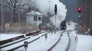 HD Reichsbahn Dampflok im Schnee mit viel Dampf  german steam loco and train in snow [upl. by Tigdirb]