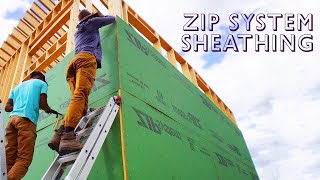 The Many Days of Exterior Wall Sheathing Using the ZIP System  Off Grid Cabin Build [upl. by Leeban]