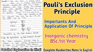 Pauli Exclusion Principle  Complete Handwritten Notes for BSc 1st Year bscnotes [upl. by Coady611]