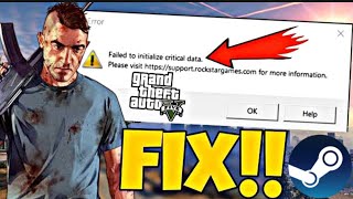 Fix failed to initialize critical data gta 5 epic games 2022  gta v not launching [upl. by Ydnac]