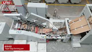 Paper Bag Making Machine with infolding handle and inline printing [upl. by Ayekal]