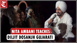 AnantRadhikas prewedding bash Diljit Dosanjh takes Gujarati lessons from Nita Ambani [upl. by Wonacott]