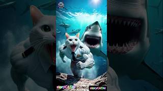 😼White Cat Captain💪🫧 Fighting🦈 Sharks cat cute sharkshorts viralvideo viralshorts ai aiart [upl. by Kordula]