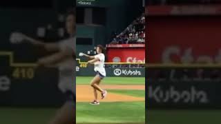 Hezly Rivera Olympic gold medalist throws first pitch mlb [upl. by Dru]