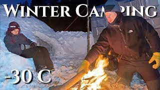 Winter Camping Overnight In Snow Shelter at 30 [upl. by Allyce]