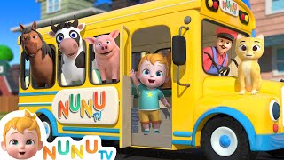 Wheels On The Bus With Animals  Animal Song  Nursery Rhymes amp Kids Songs  NuNu Tv [upl. by Adnohsek]