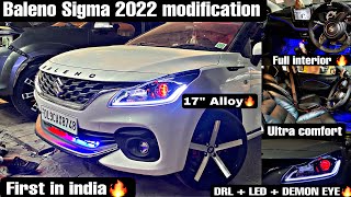 Modified baleno sigma  Baleno 2022 base to top modification  baleno headlight modification 2022 [upl. by Shara488]