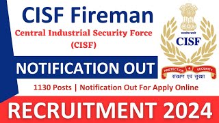 CISF Rally Recruitment 2024 Notification  CISF New Vacancy 2024  Bharti Sep Jobs 2024  10th Pass [upl. by Hawk]