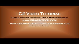 Part 60 C Tutorial Difference between String and StringBuilder [upl. by Algar]