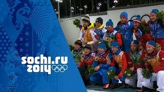 Biathlon  Mens 4x75km Relay  Russia Win Gold  Sochi 2014 Winter Olympics [upl. by Pilif]