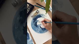 Wave Moon Painting art gouache shorts [upl. by Santoro]