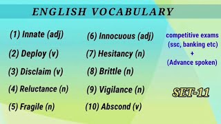 English Vocabulary Set  11  Advance Spoken amp All Types Of Competitive Exams  vocabstock786 [upl. by Elyac]