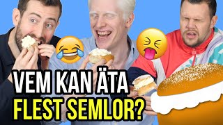 VEM KAN ÄTA FLEST SEMLOR SEMMELÄTARTÄVLING MED VIKTOR NICLAS amp JONATAN [upl. by Jillene]