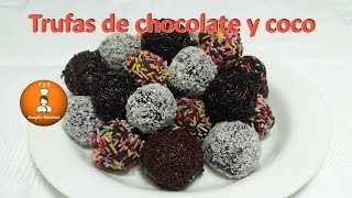 Trufas de chocolate y coco  Receta de Bombones de chocolate relleno de cocoampisrecetas [upl. by Daus769]