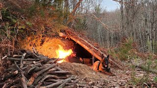 Building a Useful Warm and Camouflage Bunker for Emergencies  Bushcraft Survival Shelter Cooking [upl. by Jaunita]