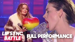 Anne Hathaways Wrecking Ball vs Emily Blunts Piece of My Heart  Lip Sync Battle [upl. by Nivak796]