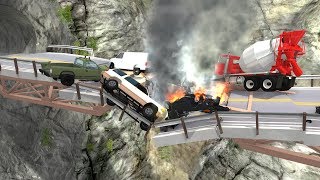 Collapsing Bridge Pileup Crashes 2  BeamNG Drive [upl. by Ovida]